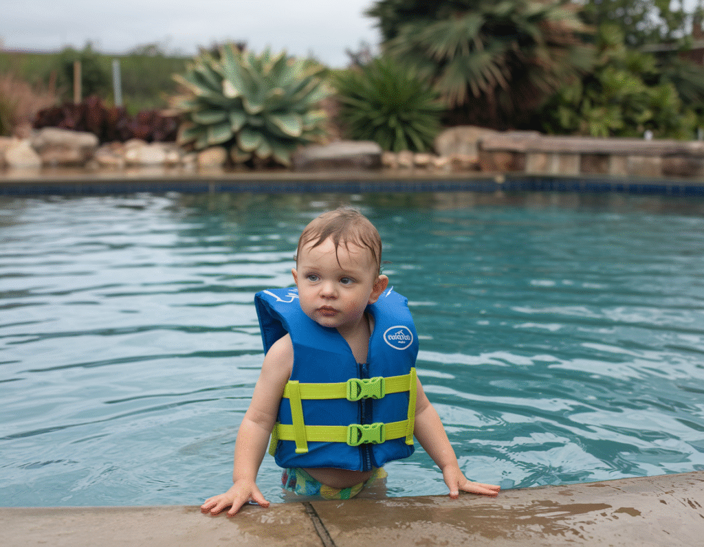 Toddler in swimming pool